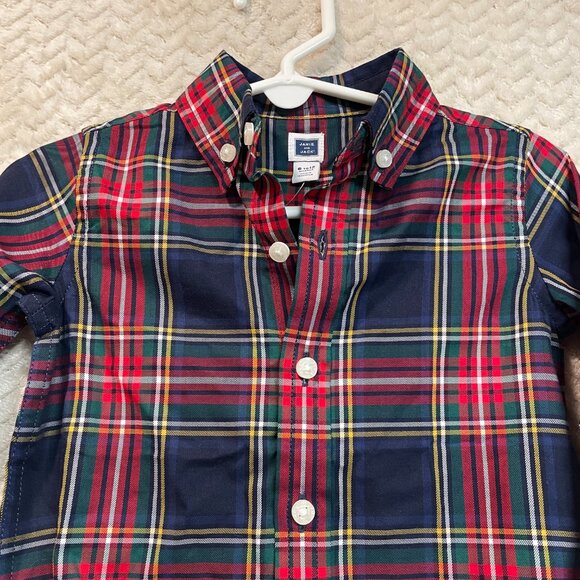 NWT Janie & Jack Infant Boy Tartan Plaid Button Up Long Sleeve Shirt 6-12mos - Picture 2 of 6
